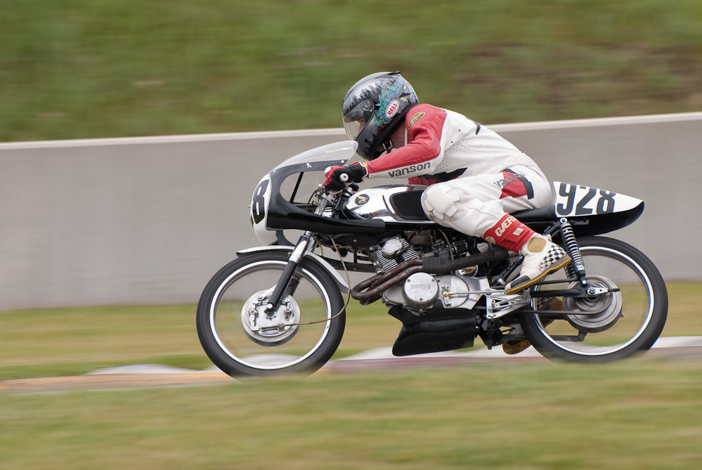 Gerhard Klemm riding a Honda, No 928 in turn 7, Road America, Elkhart Lake, W