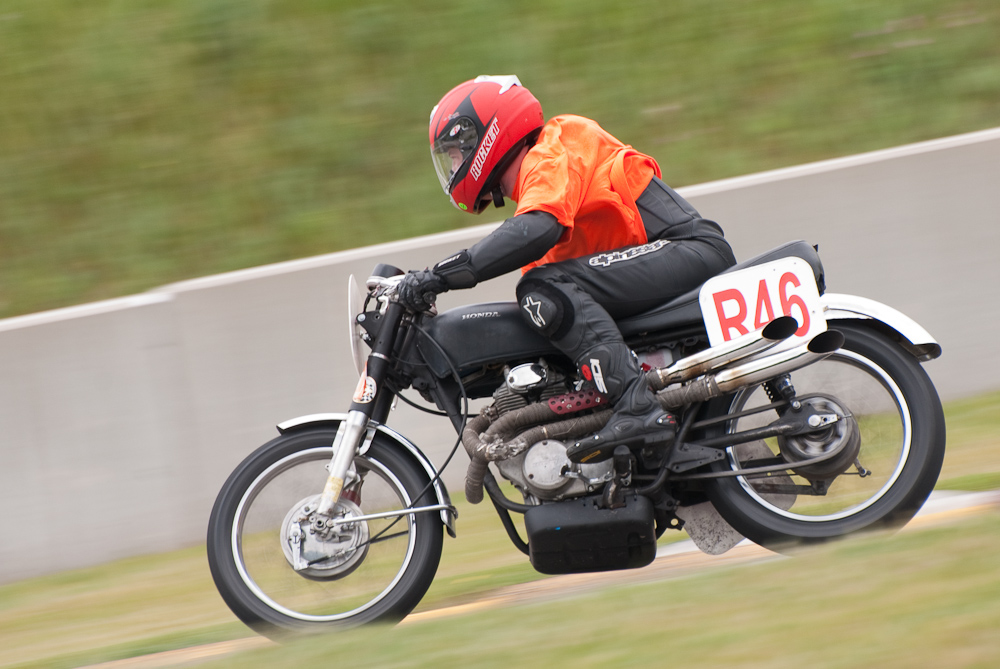 Benjamin Lamkin on a 1971 Honda, No R46 in turn 7, Road America, Elkhart Lake, WI