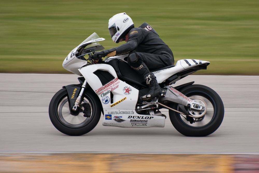 Pat Mooney on a Buell, No 11X in turn 7, Road America, Elkhart Lake, WI