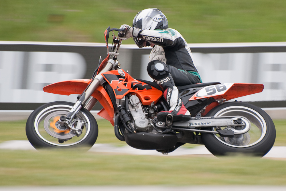 Greg Hutcheson riding a KTM, No 56 in turn 7, Road America, Elkhart Lake, WI