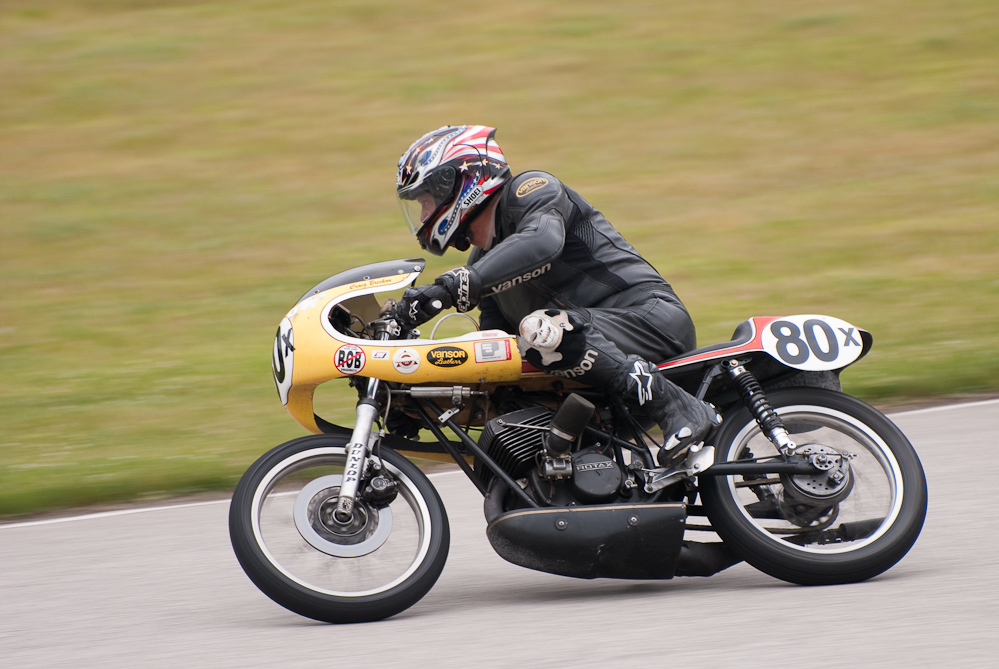 David Pierce on a 1972 Can-Am, No 80X in the bend, Road America, Elkhart Lake, WI 