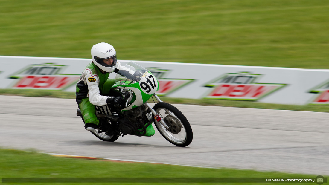 Lorraine Crussell on the #917 Kawasaki at turn 7 Road America, Elkhart Lake, WI / DSC_8178