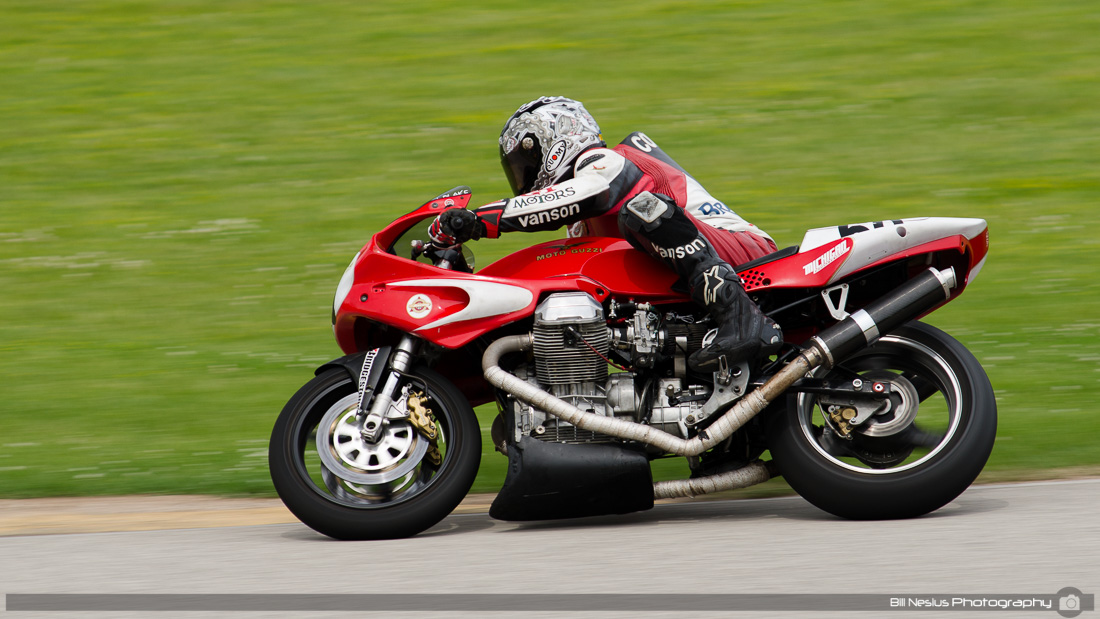 Moto Guzzi #60 ridden by Andrew Cowell at Road America, Elkhart Lake, WI turn 9 / DSC_8341