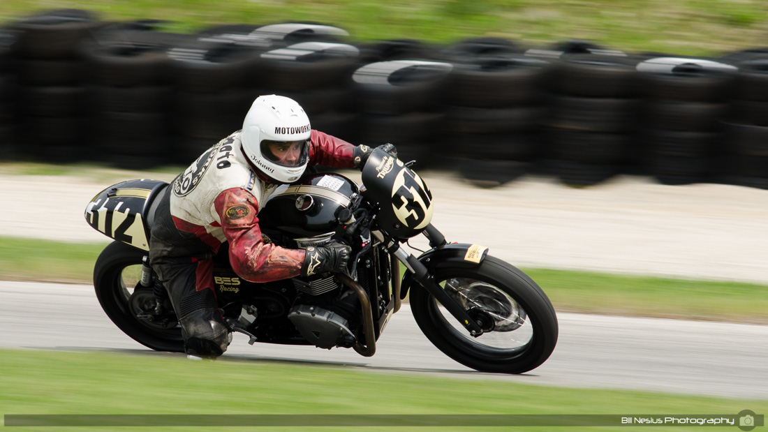 Triumph #312 ridden by Johnny Scheff at Road America, Elkhart Lake, WI turn 9 / DSC_8490