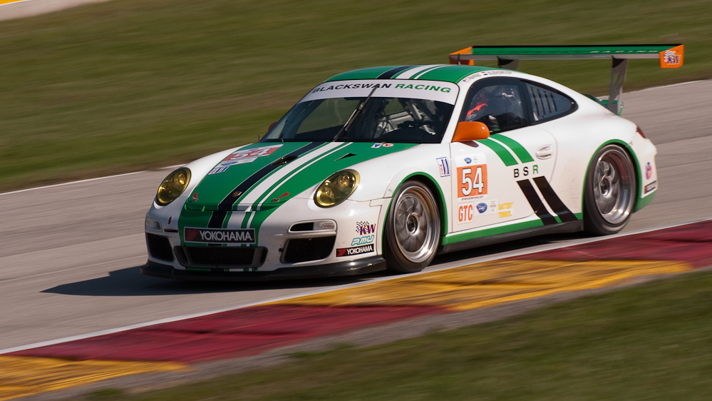 Black Swan Racing Porsche 911 GT3 RSR, Car No 54 in turn 7, Road America, Elkhart Lake WI  ~  DSC_1681