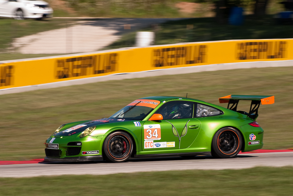 Green Hornet/Black Swan Racing Porsche 911 GT3 Cup, Car No 34 in turn 7, Road America, Elkhart Lake WI  ~  DSC_1928