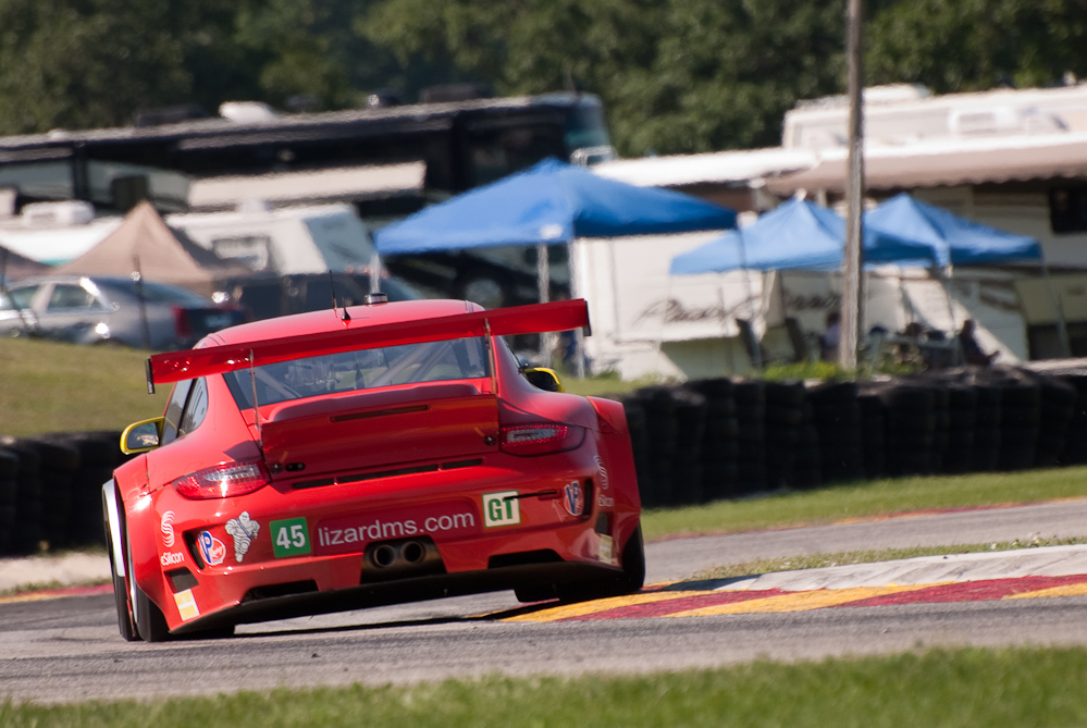 Flying Lizard Motorsports Porsche 911 GT3 RSR, Car No 45 in turn 7, Road America, Elkhart Lake WI  ~  DSC_1965