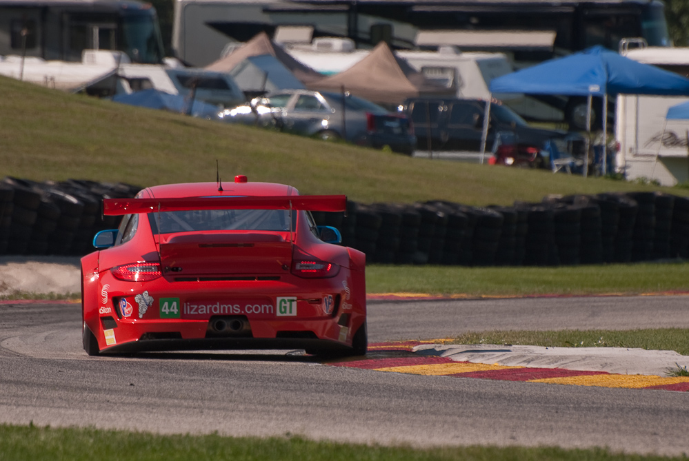 Flying Lizard Motorsports Porsche 911 GT3 RSR, Car No 44 in turn 6, Road America, Elkhart Lake WI  ~  DSC_1971