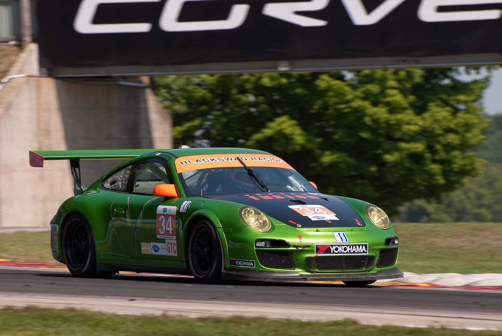 Green Hornet/Black Swan Racing Porsche 911 GT3 Cup, Car No 34 in turn 6, Road America, Elkhart Lake WI  ~  DSC_2315