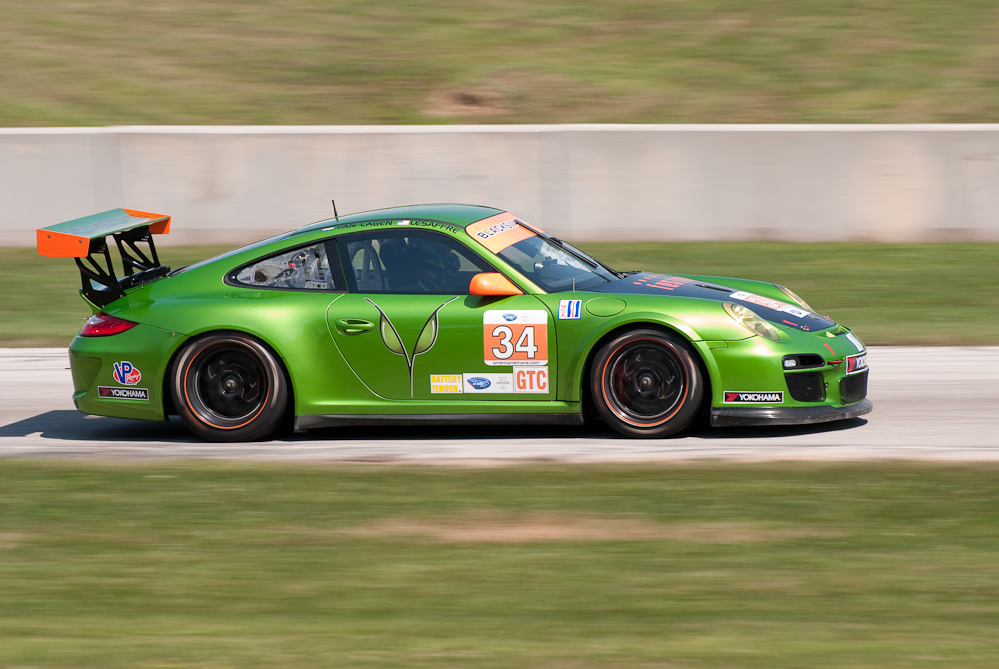 Green Hornet/Black Swan Racing Porsche 911 GT3 Cup, Car No 34 in turn 7, Road America, Elkhart Lake WI  ~  DSC_2445