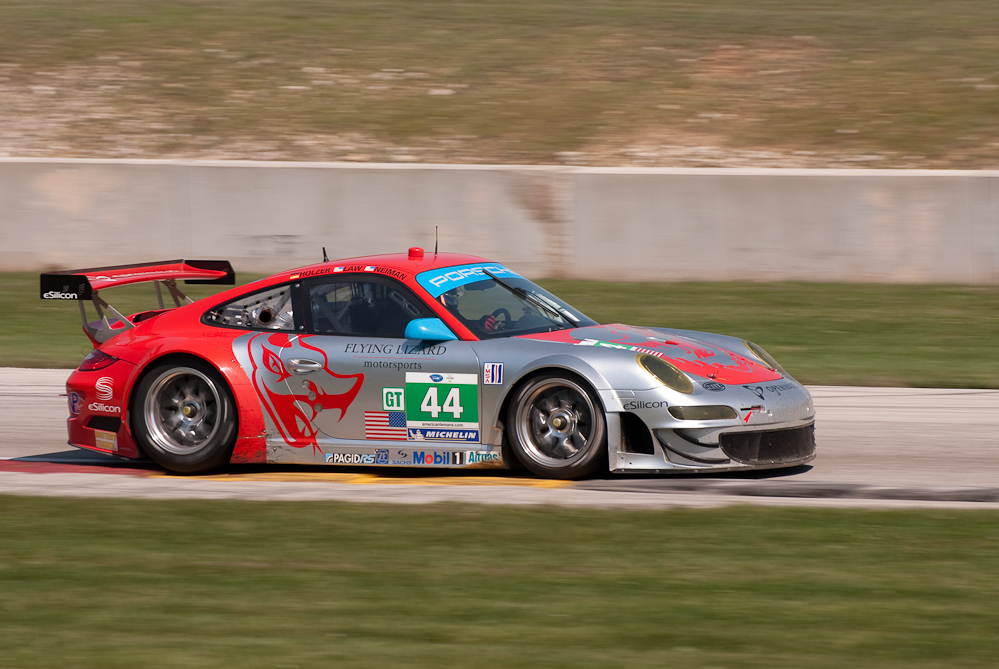 Flying Lizard Motorsports Porsche 911 GT3 RSR, Car No 44 in turn 6, Road America, Elkhart Lake WI  ~  DSC_2448