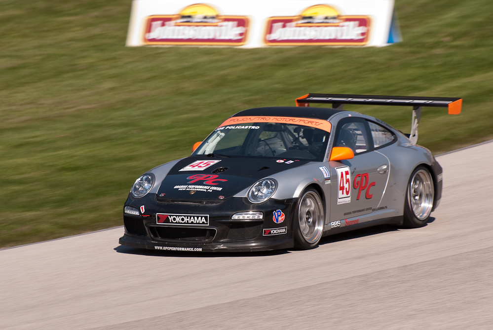 Policastro Motorsports Porsche 911 GT3 Cup, Car No 45 in turn 9, Road America, Elkhart Lake WI  ~  DSC_2150