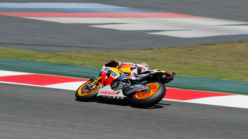 Dani Pedrosa on the #26 Repsol Honda Team at Circuit de Catalunya turn 9 / DSC_4765