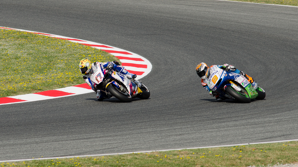 Karel Abraham on the #17 and Hector Barbera on the #8 at Circuit de Catalunya turn 4 / DSC_5020