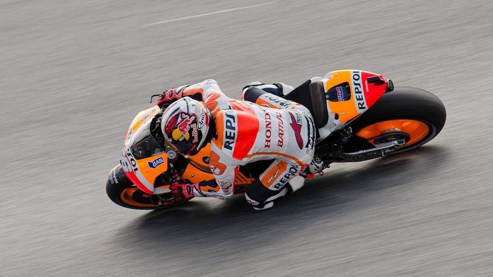 Dani Pedrosa on the #26 Repsol Honda Team at Circuit de Catalunya turn 7 / DSC_5542