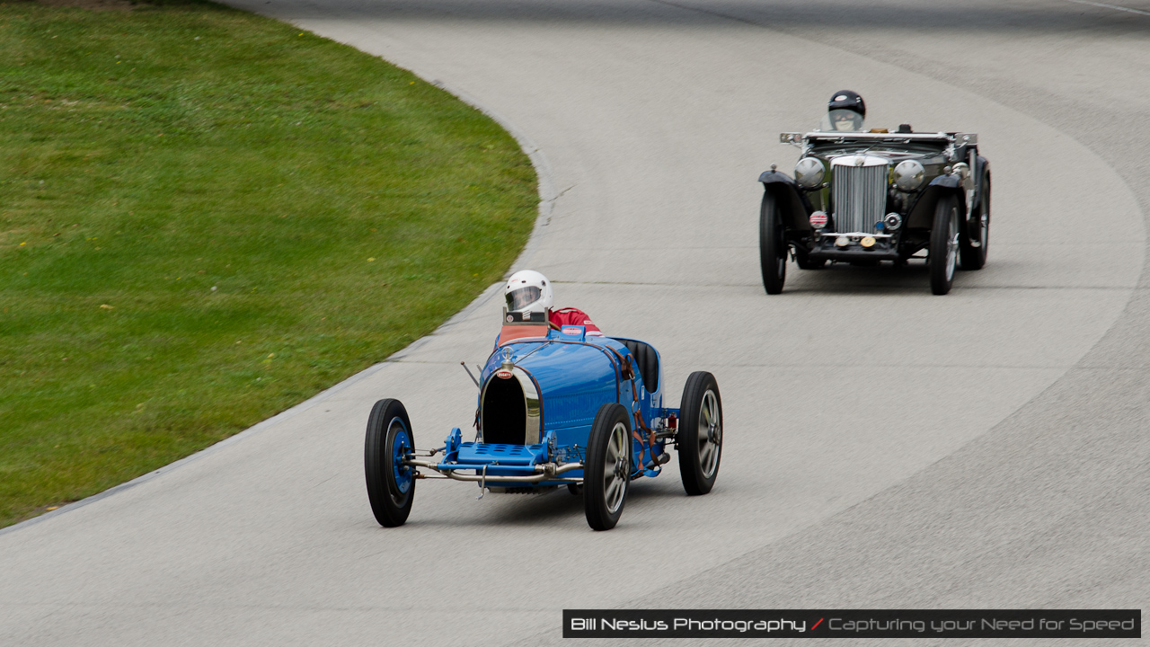 1926 Bugatti Type 37A & 1949 MG TC in turn 9. Road America, Elkhart Lake. / DSC_3274