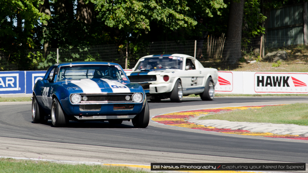 1967 Chevrolet Camaro Z/28, Car# 99 in turn 6 at Road America, Elkhart Lake, WI. Driven by Colin Comer / DSC_3631