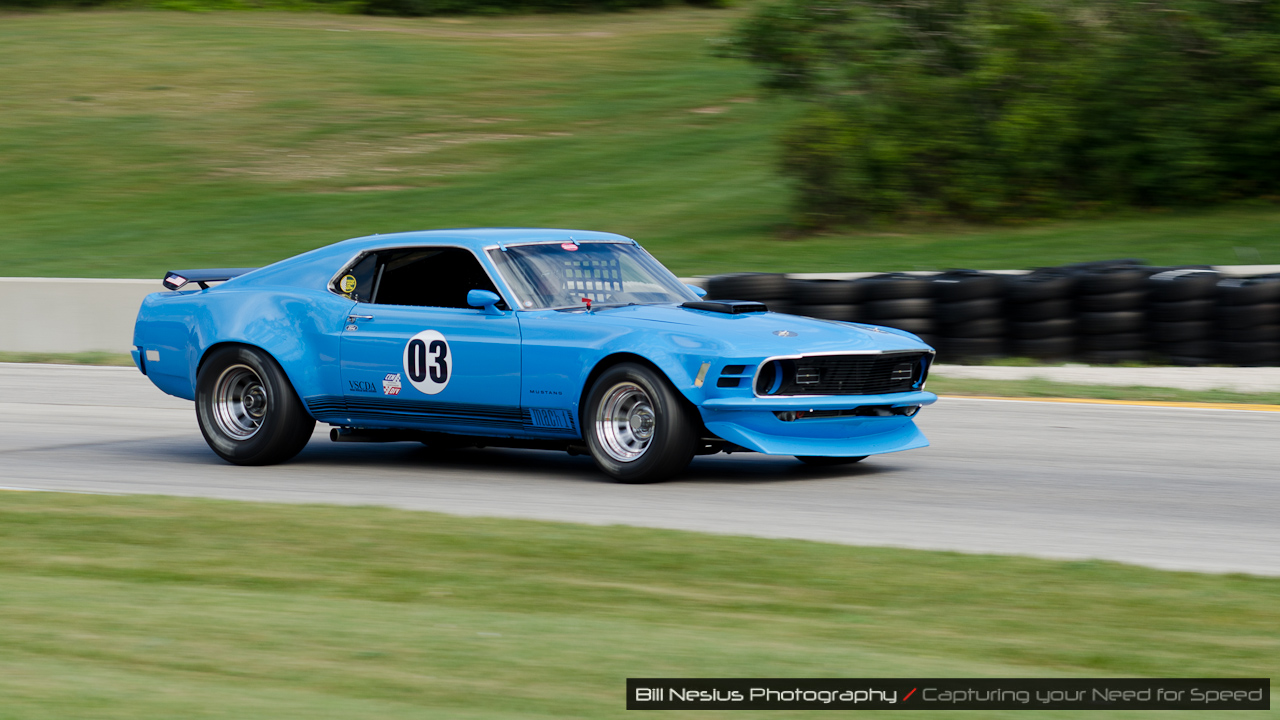 1970 Ford Mustang Mach-1 driven by David Carpenter in turn 7, Road America, Elkhart Lake WI / DSC_3870