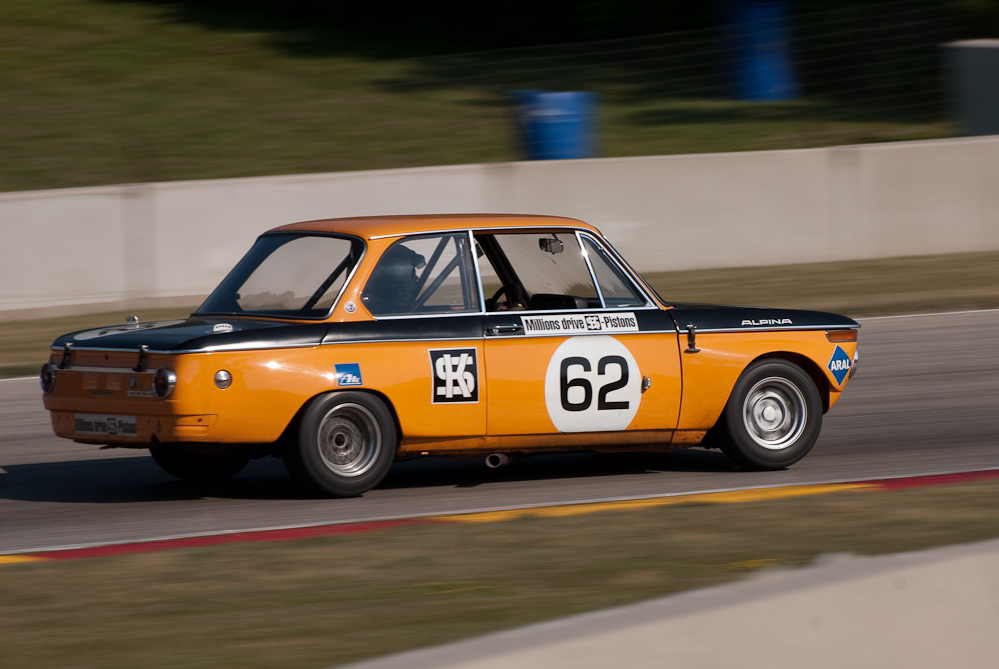 Terry Forland driving a 1968 BMW 2002 in turn 7 Road America, Elkhart Lake, WI  ~  DSC_1108