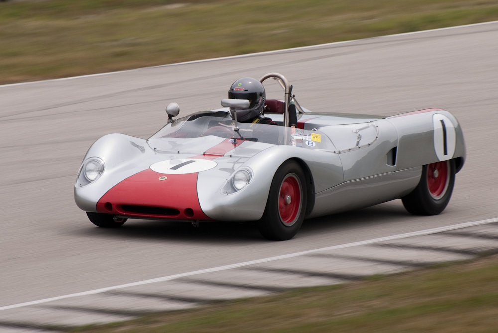 Sandra McNeil driving a 1963 Lotus 23B in turn 10 Road America, Elkhart Lake, WI  ~  DSC_0587