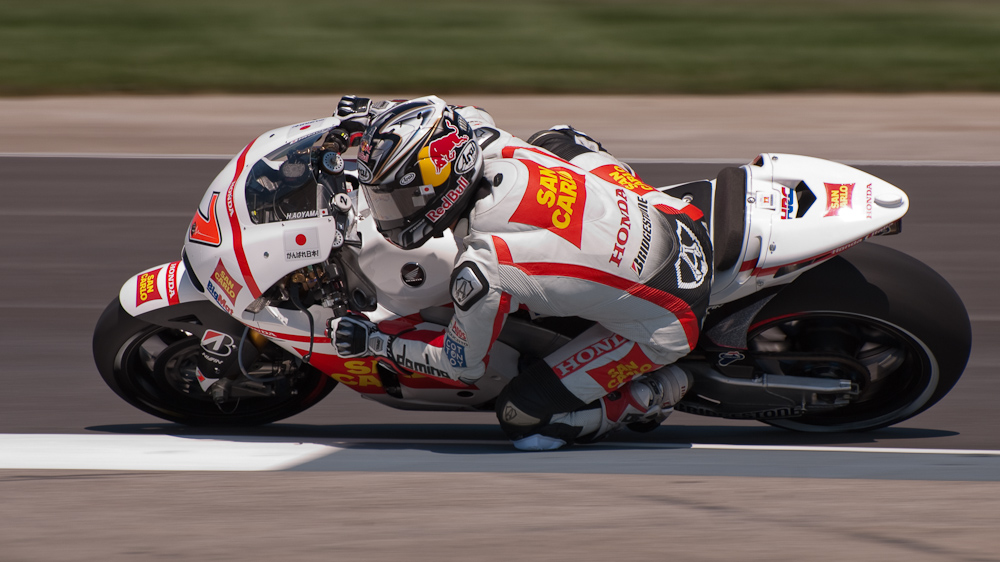 Hiroshi Aoyama on the number 7 San Carlo Honda Gresini Honda RC212V in turn 6, Indianapolis Motor Speedway  ~  DSC_3011