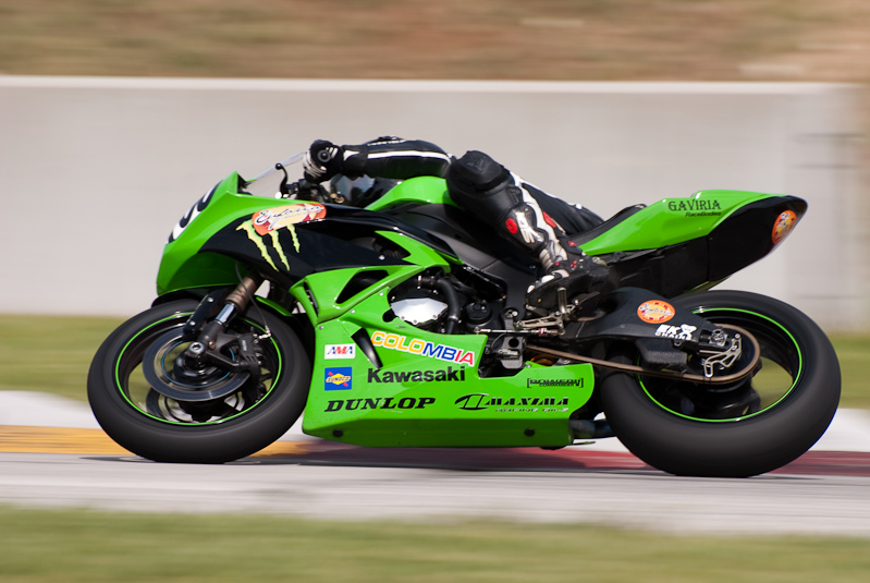 David Gaviria, No. 700 on a Kawasaki Ninja ZX-6R in turn 7, Road America, Elkhart Lake, WI