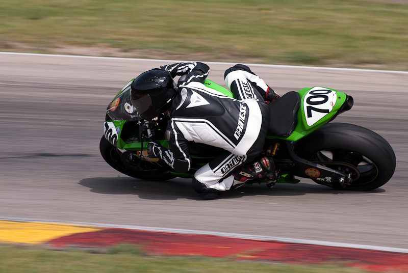 David Gaviria, No. 700 on a Kawasaki Ninja ZX-6R in turn 6, Road America, Elkhart Lake, WI