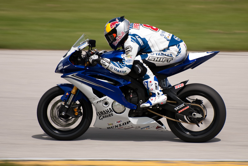 Josh Herrin, No. 8 on the Team Graves Yamaha YZF-R6 in turn 7, Road America, Elkhart Lake, WI