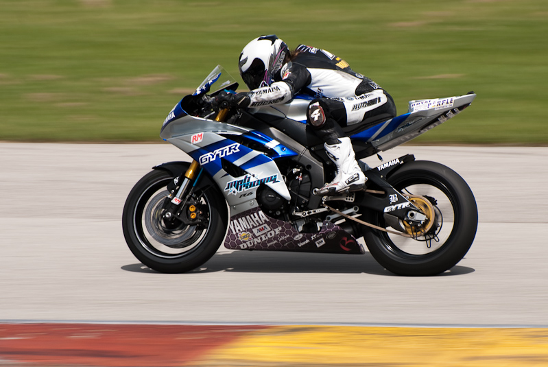 Melissa Paris, No. 13 on the MPH Racing Inc Yamaha YZF-R6 in turn 7, Road America, Elkhart Lake, WI