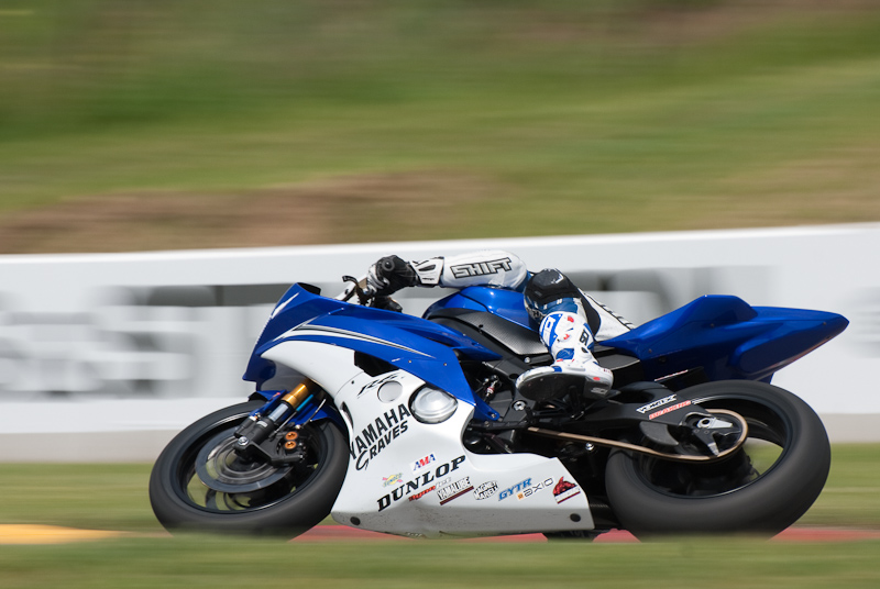 Josh Herrin, No. 8 on the Team Graves Yamaha YZF-R6 in turn 7, Road America, Elkhart Lake, WI