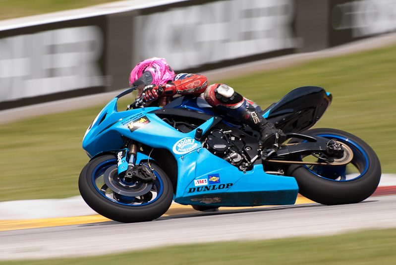 Shawn Hill, No. 231 on the SRH Plumbing Inc Suzuki GSX-R600 in turn 7, Road America, Elkhart Lake, WI