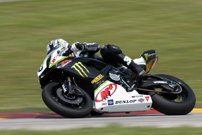 Martin Cardenas, No. 36 on the M4 Monster Energy Suzuki GSX-R600 in turn 7, Road America, Elkhart Lake, WI