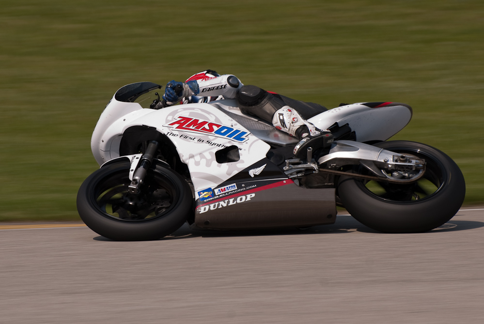 Geoff May on the No 99 Amsoil EBR Racing Buell 1125R in the bend, Road America, Elkhart Lake, WI