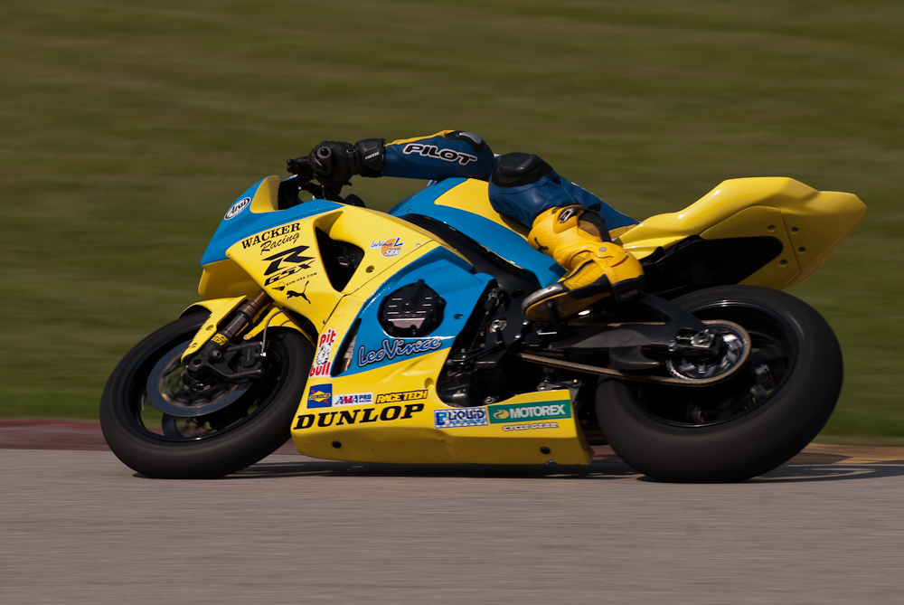 Reese Wacker on the No 78 Wacker Racing LLC Suzuki GSX-R1000 in the bend, Road America, Elkhart Lake, WI