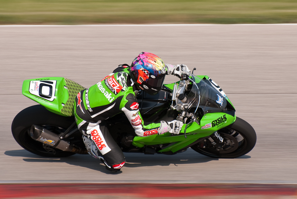 JD Beach on the No 10 Cycle World Attack Performance Kawasaki ZX-10 in tturn 7, Road America, Elkhart Lake, WI