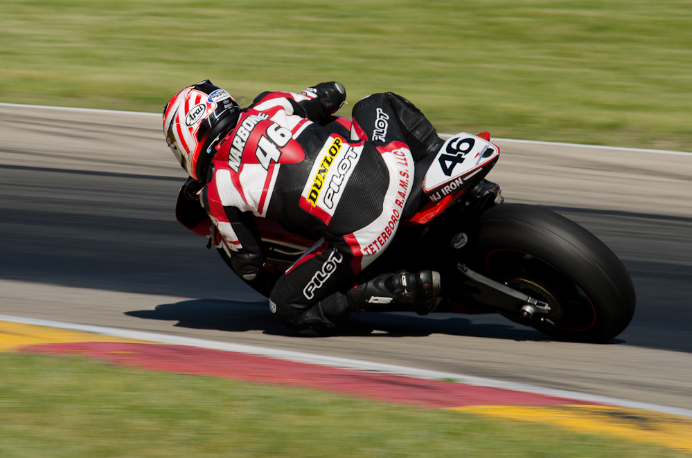 Shane Narbonne on the No. 46 MOB Racing Yamaha YZF-R6 in turn 6, Road America, Elkhart Lake, WI  ~  DSC_3460