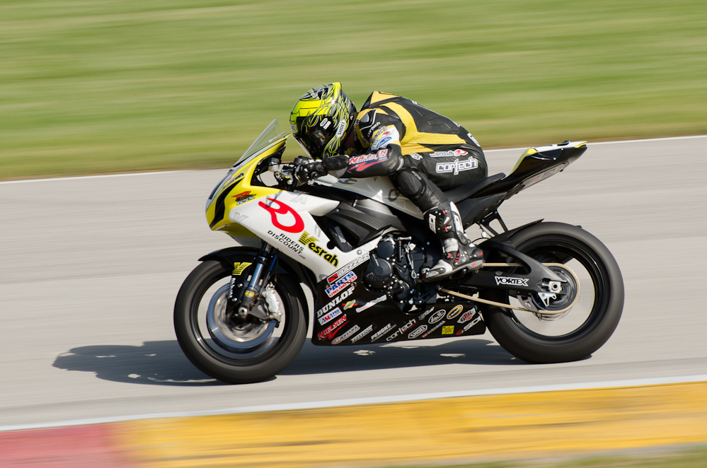 Cory West on the No. 57 Riders Discount Vesrah Suzuki Team Suzuki GSX-R600 in turn 7, Road America, Elkhart Lake, WI  ~  DSC_3621
