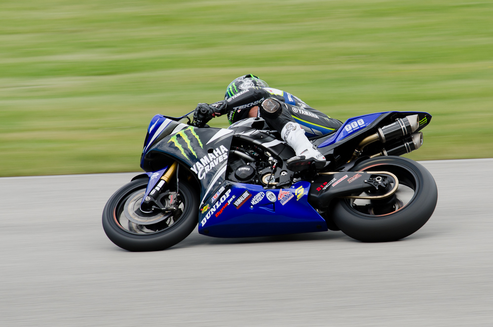 Josh Hayes on the No. 1 Monster Energy Graves Yamaha Yamaha R1 in turn 9, Road America, Elkhart Lake, WI  ~  DSC_3798