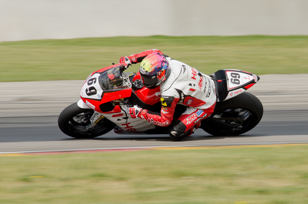 Danny Eslick on the No. 69 Team Hero EBR 1190RS in turn 8, Road America, Elkhart Lake, WI  ~  DSC_3969