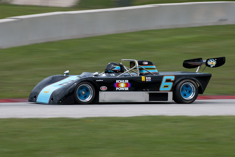 1979 Lola T492/496 car# 6 driven by Ron Pace in turn 7 at Road America, Elkhart Lake, WI.