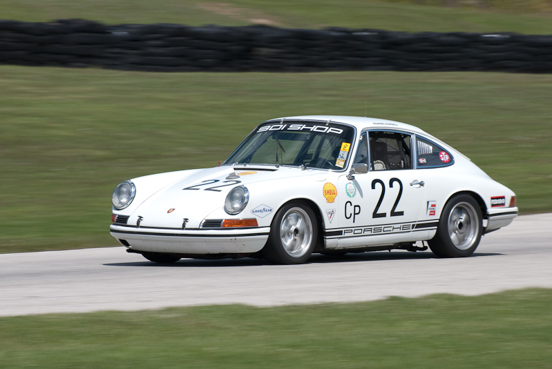 1967 Porsche 911S car# 22 driven by Ronnie Randall in turn 7 at Road America, Elkhart Lake, WI
