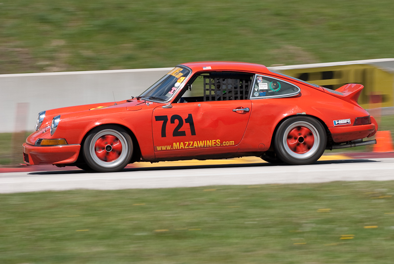 1971 Porsche 911 car# 721 Driven by Richard Naze in turn 7 at Road America, Elkhart Lake, WI