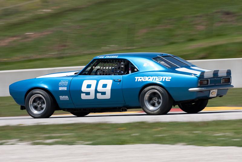 1967 Chevy Camaro Z/28 car# 99 driven by Ed Jensen in turn 7 at Road America, Elkhart Lake, WI