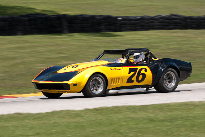 1970 Chevy Corvette car# 76 driven by Brian Morrison in turn 7 at Road America, Elkhart Lake, WI