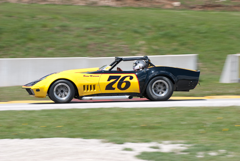 1970 Chevy Corvette car# 76 driven by Brian Morrison in turn 7 at Road America, Elkhart Lake, WI