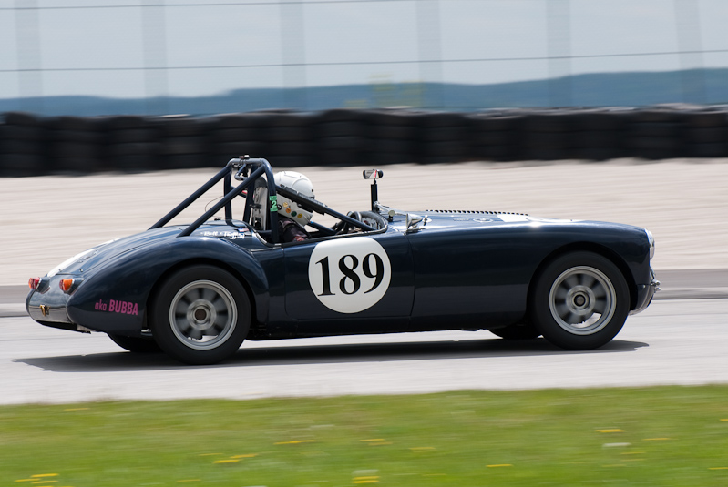 1961 MGA car# 189 driven by Bill Treffert in turn 1 at Road America, Elkhart Lake, WI