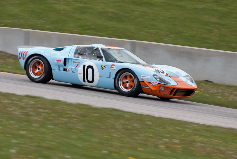 1969 Ford GT40 car# 10 driven by James Cullen in turn 13 at Road America, Elkhart Lake, WI
