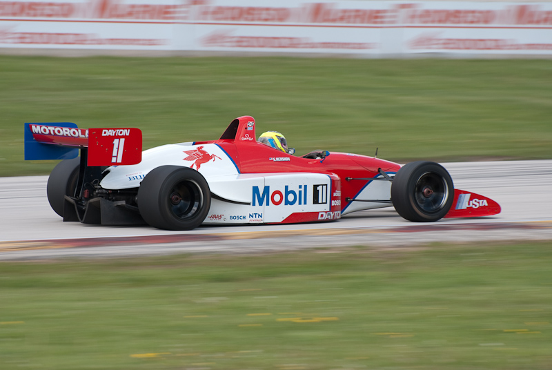 1997 Lola T97/20 car# 11 driven by Shelby Mershon in turn 13 at Road America, Elkhart Lake, WI