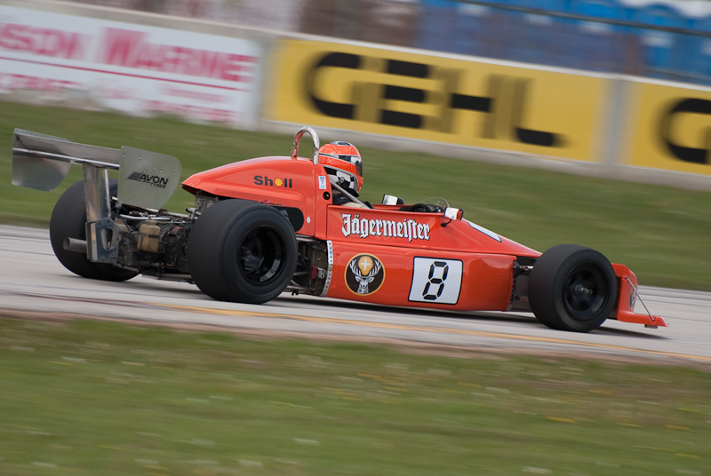 1976 March 762 car# 8 driven by Robert Blain in turn 13 at Road America, Elkhart Lake, WI
