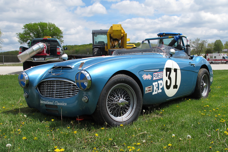 1957 Austin Healey 100-6 car# 31 - The good side of vinage racing.